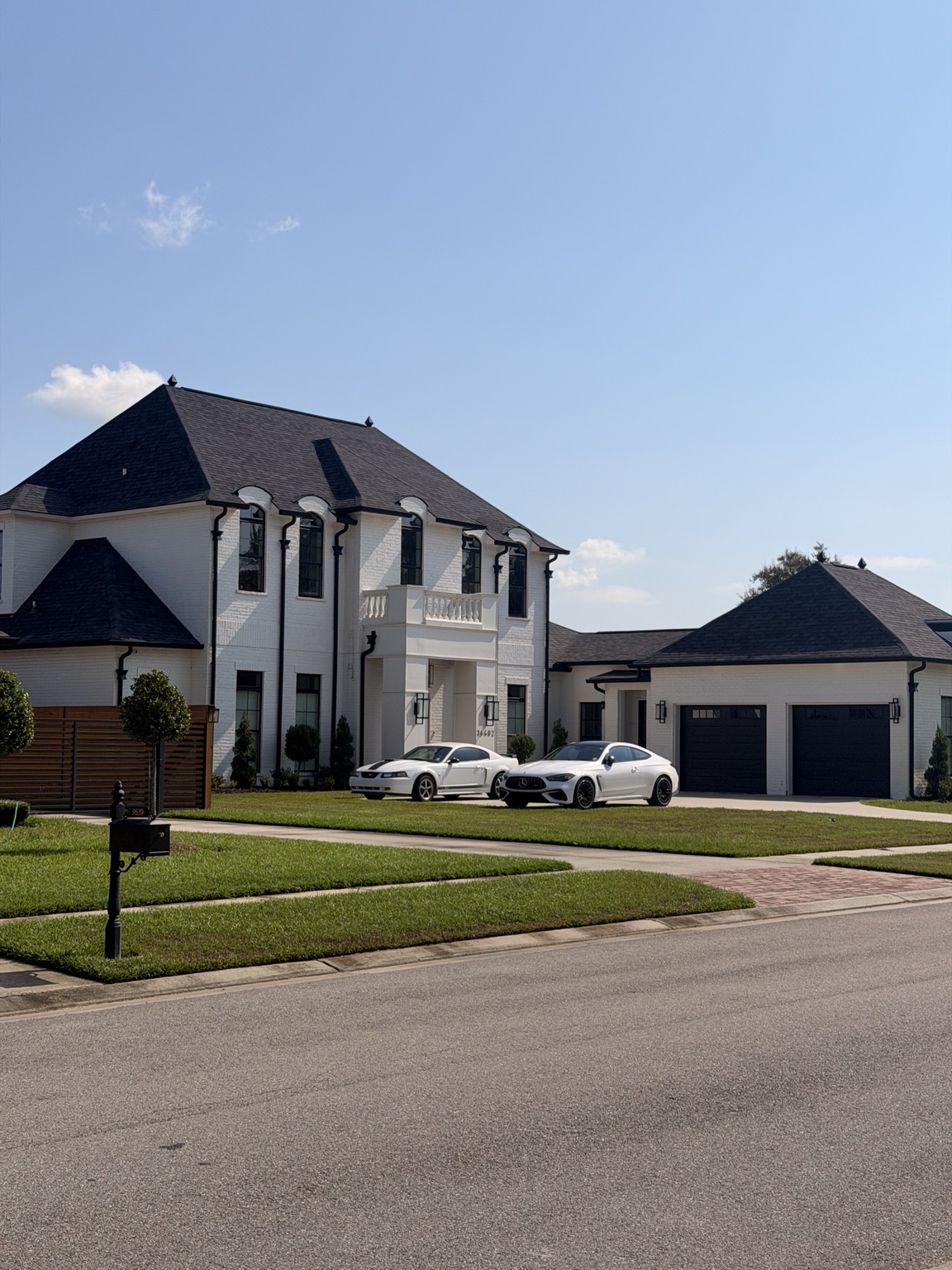 Two-story house with a landscaped front yard